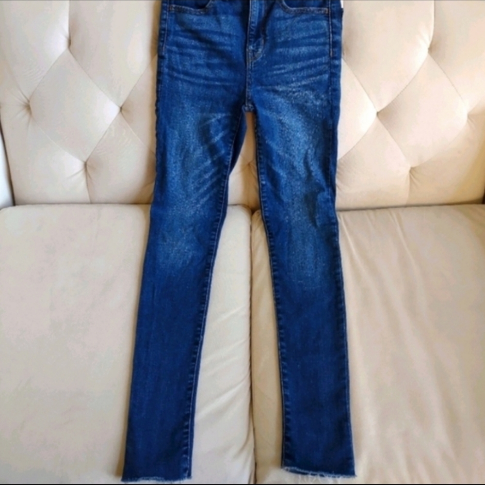 American Eagle Super Hi-Rise Crop Jegging Size 2 Denim Skinny Jeans AE - Picture 4 of 10